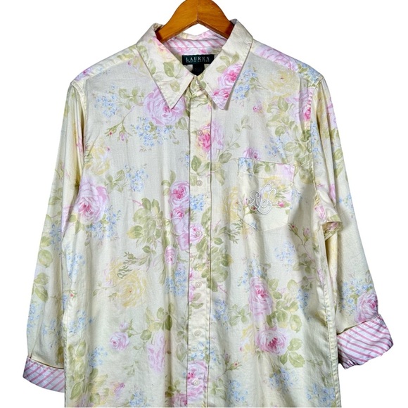 RALPH LAUREN Vintage Cottage Floral Embroidered Button Down Nightgown - Picture 4 of 6